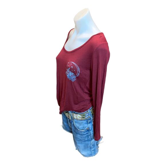 Tinkerbell Long Sleeve Tee SMALL Red Relaxed Fit Fairy Wish Upon A Star T-shirt - Picture 5 of 7